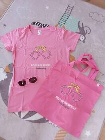 Set tričko, taška, brýle růžové M