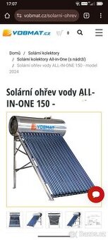 Solární ohřev vody Vobmat 150all in one