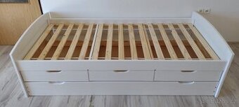 Postel s výsuvným lůžkem MARULLA - bílá, 90x200 cm