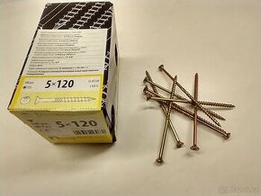 Tesařské stavební vruty 5x120 T25 zápustná hlava - 100 ks