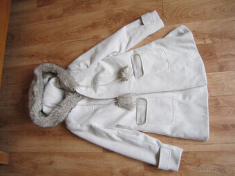 Béžový zimní kabát M/L,  VÝHODNÁ CENA