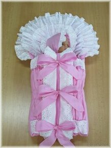 Růžová retro zavinovačka s vyndávací vložkou a čepičkou