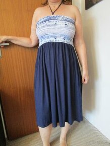 Téměř nové, velmi pěkné lehoučké modré letní šaty, Tchibo