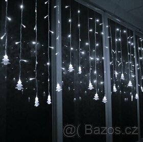 Vánoční světla - záclonové osvětlení bílé studené- stromečky
