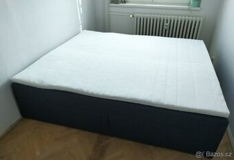 Čalouněná manželská postel 180x200, tmavě šedá