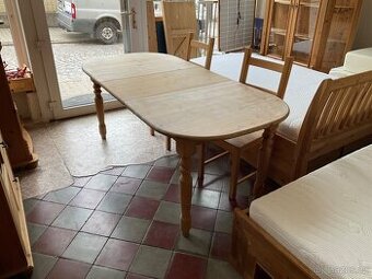 Masivní stůl s lavici a židlemi na chalupu nebo pod pergolu - 1