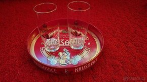 Set Krušovice - tác a 2 sklenice