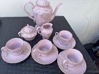 Růžová čajová souprava Leander 1946 – 14K zlato