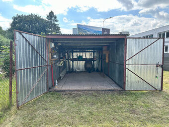 Pronájem plechové garáže a pozemku – 250 m², 8 000 Kč/měs.