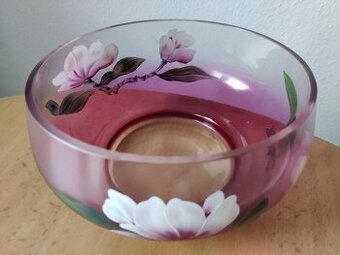 Retro skleněná malovaná mísa CRYSTALEX Nový Bor