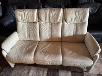 Kožená krémová pohovka,6047