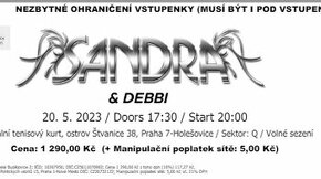 Prodám 2 vstupenky na koncert Sandra 15.5.2024