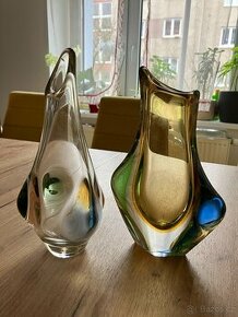 retro vázy a misky z hutního skla