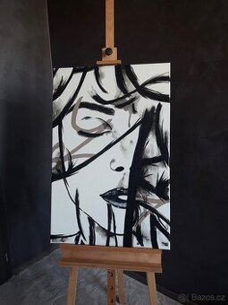 Obraz (abstraktný portrét) Amaje Art ručne maľované obrazy