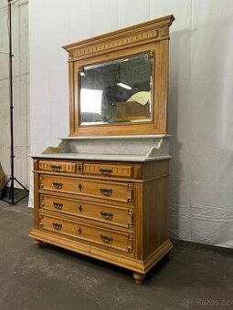 Historická komoda s mramorem a zrcadlem (134013)