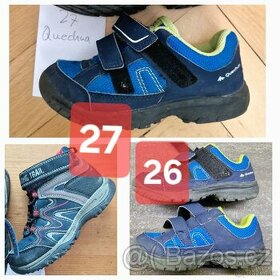 3x Dětské boty Quechua Arpenaz, Cortina hiking vel. 26 a 27