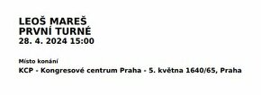 2x vstupenka Leoš Mareš - Praha - neděle 28.4.2024 15:00