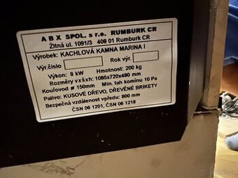 kachlová kamna ABX Marina vč. podkladního skla
