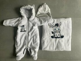 Set zimního overalu New Baby Zebra, dečky a čepičky