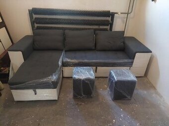 sedací souprava rozdělávací + stolek + taburety 2x
