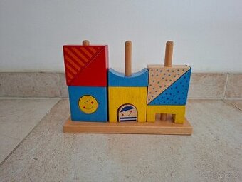 Dřevěné nasouvací, navlékací kostky, věž HABA