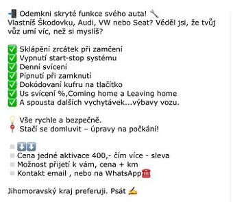 Aktivace , Deaktivace Vašeho vozu