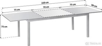 Zahradní stůl-roztahovací.-220cm- kov+sklo- nový