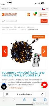 VÁNOČNÍ ŘETĚZ, 10 M, 100 LED, TEPLE/STUDENĚ BÍLÝ - 1