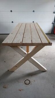 Nový Zahradní dřevěný stůl 210 x 76 cm