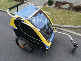 Dvoumístný odpružený dětský vozík za kolo - 1