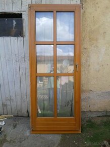 2 kusy - Dřevěné balkonové dveře 88 x 218 cm
