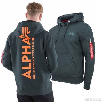 ALPHA INDUSTRIES STYLOVÁ  tm zelená PÁNSKÁ BAVLNĚNÁ MIKINA