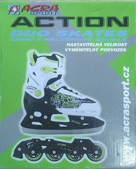 Dětské brusle lední + kolečkové 2v1 jako nové 33-36