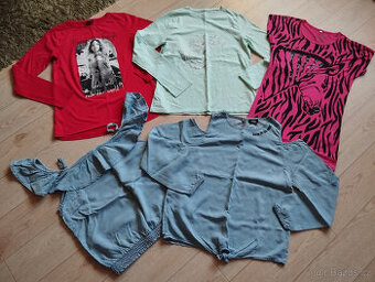 Červené,zelenkavé tričko,halenky,šaty vel.170-176//14-15 let
