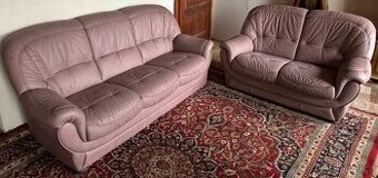 Kožená fialová sedací souprava 3+2,7252
