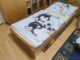 Postel smrk masiv 200x90cm s úložným prostorem