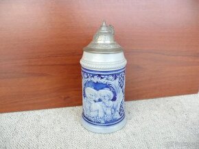Starožitný korbel cínové víko výška 19cm