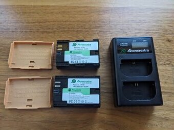 2 baterie LP-E6 včetně cestovní nabíječky (USB)