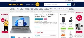 Notebook Lenovo IdeaPad 3 Slim 15IAH8 (83ER007UCK) šedý