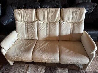 Kožená krémová pohovka,6047