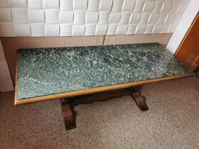 Rustikální konf. stůl, zelený mramor
