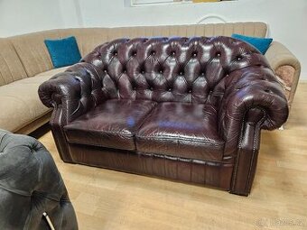 CHESTERFIELD ŠTÝL,KOŽENÁ SEDAČKA 3+2+1