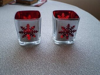 sklo - obal - na svíčku - vánoční dekor  2 kusy