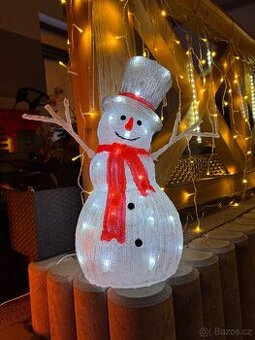 LED akrylový sněhulák - perfektní stav, svítící TOP
