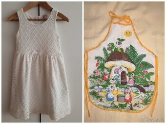 Šaty vel. 98 a dětská zástěra