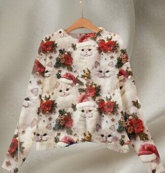 Vánoční svetr - kočky - NOVÝ