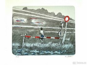 Jan Saudek - litografie - 120km/h