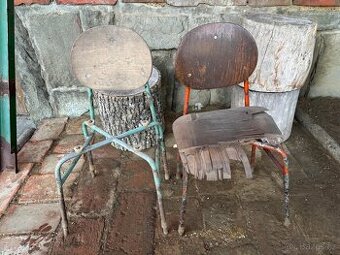 Kovové dětské židličky na renovaci