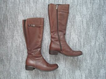 Hnědé kožené boty kozačky Lasocki - 39