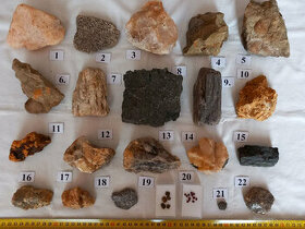 S85 Sbírka 22 ks minerálů a zkamenělin - 1